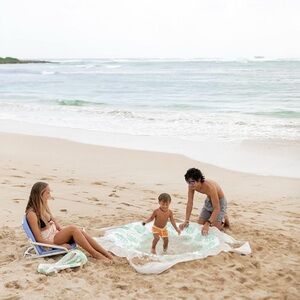 Vibrant Green and White Beach Towel